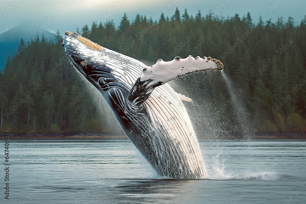 Fototapeta premium Majestic Humpback Whale Breaching