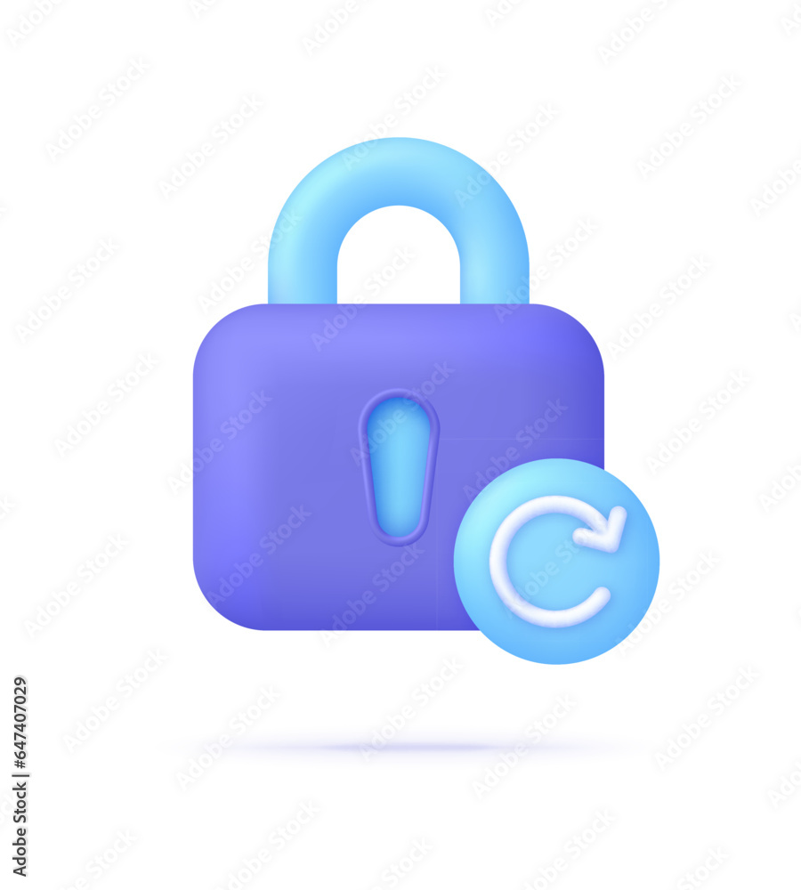 3D Password reset illustration. Update personal data concept. Getting a new username and password for an account. 3D Password reset illustration. Update personal data concept. Getting a new username and password for an account.