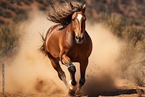 Capturing Freedom  Horse Running in Open Field - AI Generated