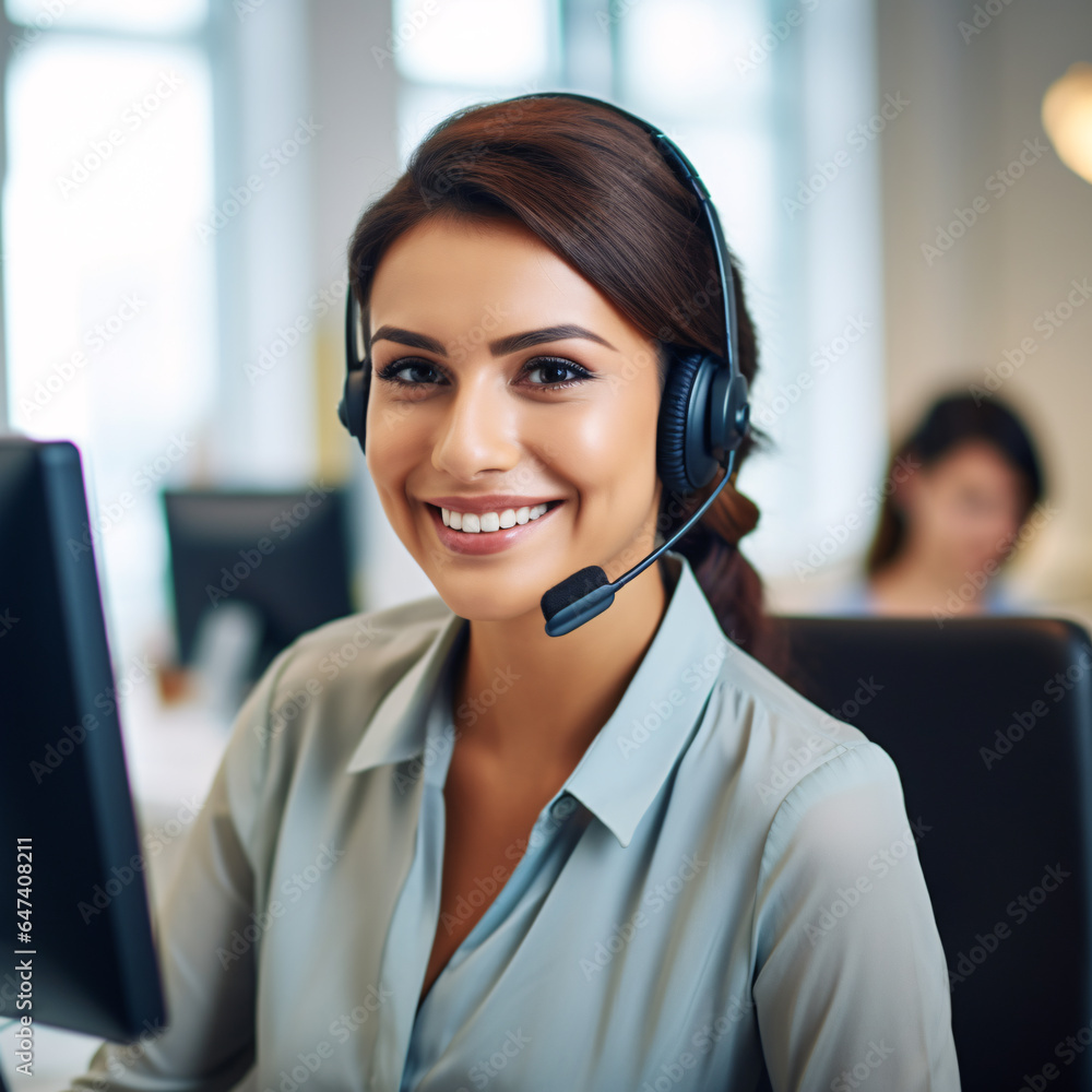 Call center is service center that responds and provides assistance in solving problems and providing desired information to customers via telephone. Customer Service Center.Generative AI illustration Call center is service center that responds and provides assistance in solving problems and providing desired information to customers via telephone. Customer Service Center.Generative AI illustration