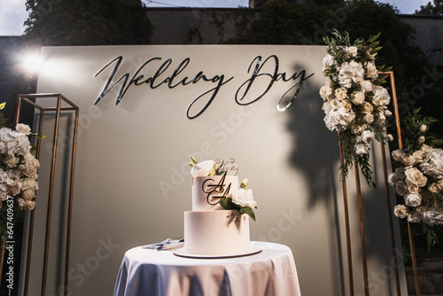 Wedding cake with white flowers