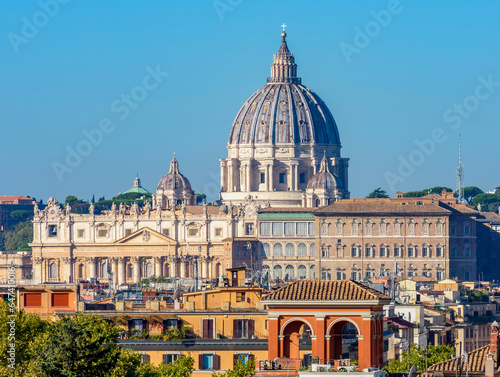 St. Peter's basilica in Vatican seen from Pincian hill, Rome, Italy