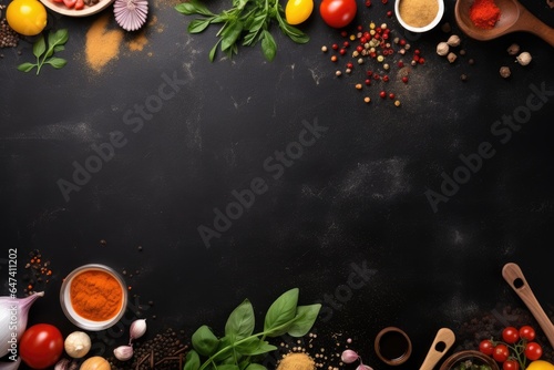 table with food ingredients top view