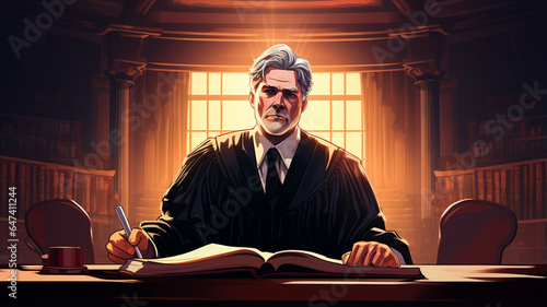 illustration of a businessman in the courtroom