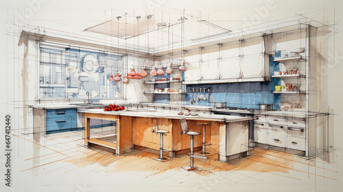 modern interior of kitchen 3d © Vahagn