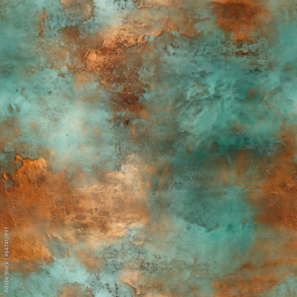Copper Patina Creative Abstract Photorealistic Texture. Screen Wallpaper. Digiral Art. Abstract Bright Surface Square Background. Ai Generated Vibrant Texture Pattern.