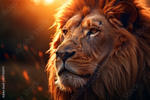 Regal Majesty  Close-Up Lion Portrait - AI Generated