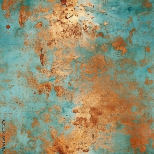 Copper Patina Creative Abstract Photorealistic Texture. Screen Wallpaper. Digiral Art. Abstract Bright Surface Square Background. Ai Generated Vibrant Texture Pattern.