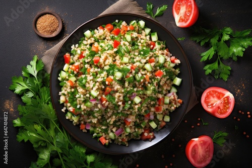 Tabbouleh salad. Healthy vegetarian food. photo