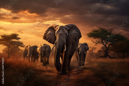 Majestic Wilderness  Capturing the Grandeur of Elephants - AI Generated