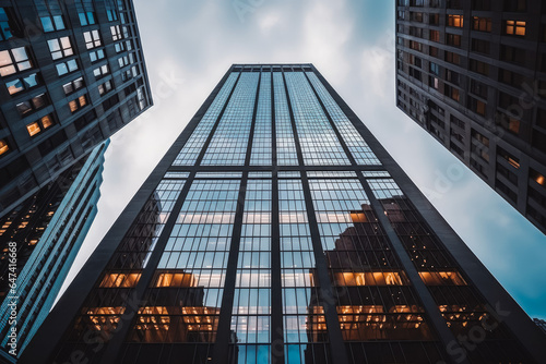 Low angle of tall building in Manhattan