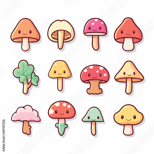 Mushrooms in cartoon, doodle style. 2d vector illustration in logo, icon style. AI Generative
