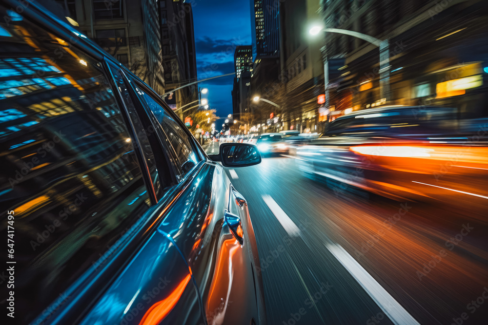 Crazy car ride in the night in blurry motion, fast ride through town at night Crazy car ride in the night in blurry motion, fast ride through town at night