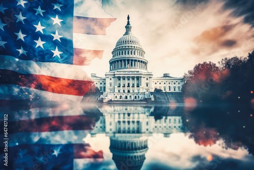 Wallpaper Mural Concept of election day in capital Washington with american flag waving in wind Torontodigital.ca