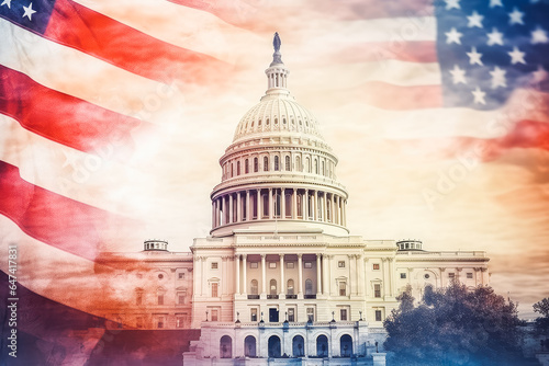 Wallpaper Mural Concept of election day in capital Washington with american flag waving in wind Torontodigital.ca