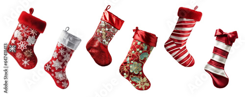 set of christmas stocking sock with festive patterns