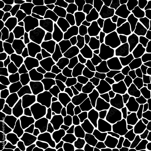 Seamless pattern with organic abstract motifs in black and white