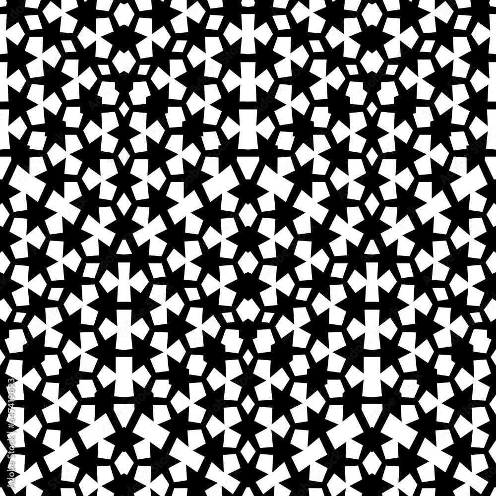 Seamless pattern with geometric motifs in black and white Seamless pattern with geometric motifs in black and white