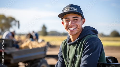 Portrait of a smiling young farmer on a farm.
