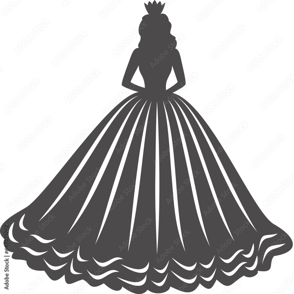 Obraz premium Frau im Kleid Silhouette mit transparentem Hintergrund