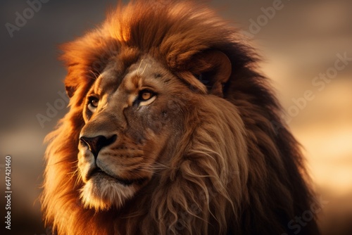 Regal Majesty  Close-Up Lion Portrait - AI Generated