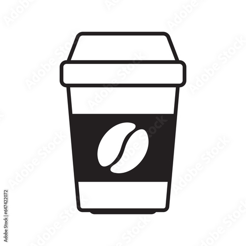 Hot coffee cup vector icon. Paper coffee cup icon isolated on white background.