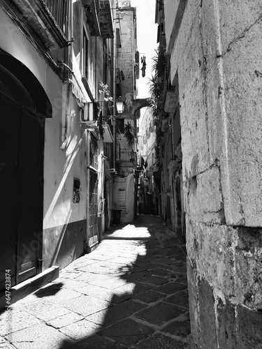 narrow street in the town photo