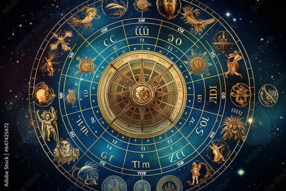 Symbols representing zodiac signs used in horoscope. Generative AI