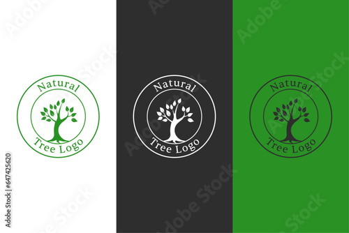 Natural Tree Vector Logo Design, Environment Business Brand Identity