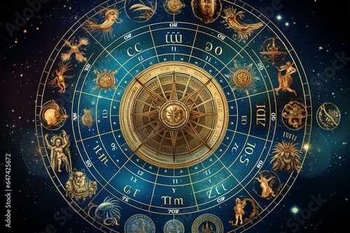 Symbols representing zodiac signs used in horoscope. Generative AI