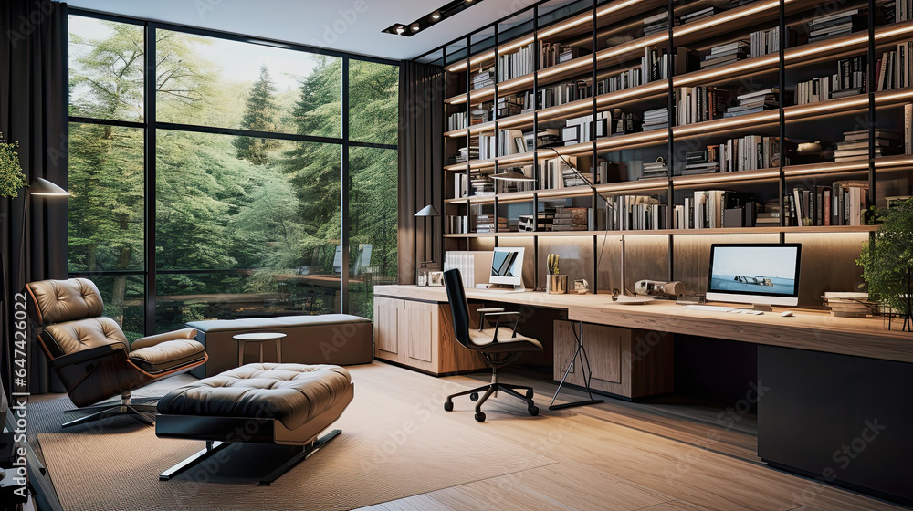cozy homeoffice with view to a forest cozy homeoffice with view to a forest