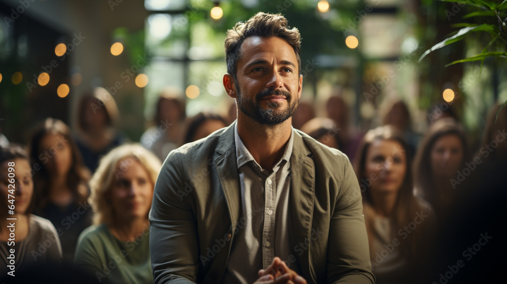 Men and women sitting in a circle during group therapy, supporting each other made with AI Men and women sitting in a circle during group therapy, supporting each other made with AI
