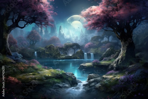 Beautiful fantasy river. Generate Ai