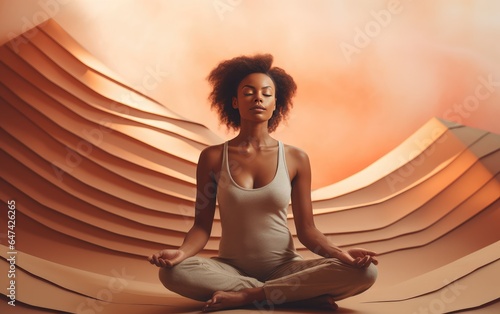 Wallpaper Mural Spiritual therapy of body and mind in yoga illustration of human harmony with nature. development of the spiritual world. woman is meditating. Torontodigital.ca