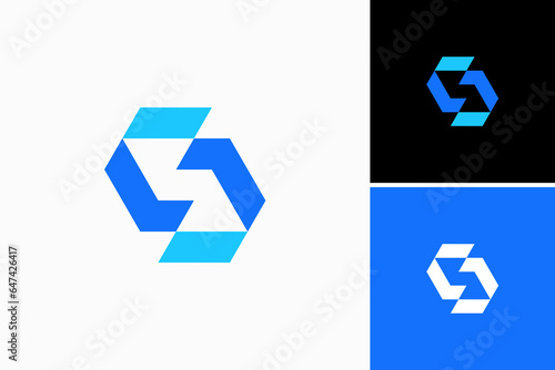 initial letter s block logo vector photo