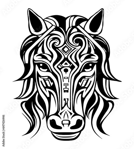 Abstract black vector design of a Majestic Equine head.