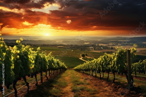 Idyllic Beautiful vineyard. Generate Ai