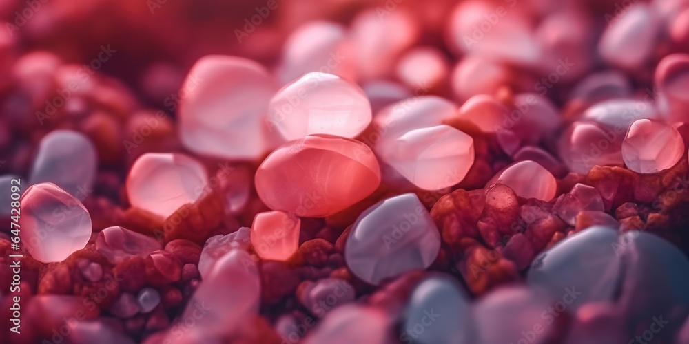 Various stones, minerals and gems. Rose quartz or pink crystal rocks. Natural background. Illustration for brochure, cover, poster, presentation, flyer or banner. Various stones, minerals and gems. Rose quartz or pink crystal rocks. Natural background. Illustration for brochure, cover, poster, presentation, flyer or banner.