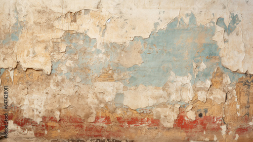 Obraz na płótnie Vintage wall with rough cracked paint, old fresco texture background, concept of grunge antique w salonie