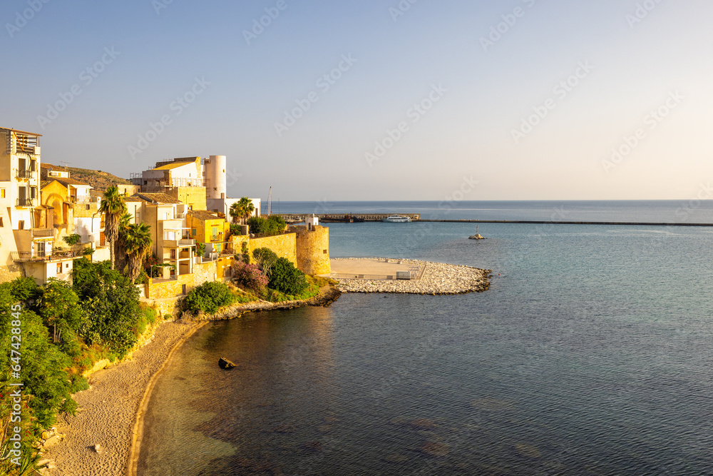 Castellammare del Golfo on Sicily, town at coast in the morning light, Italy, Europe.