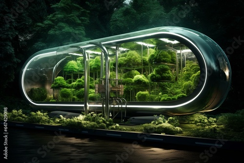 Idea of eco-friendly fueling using bio tanks in a verdant environment. Generative AI