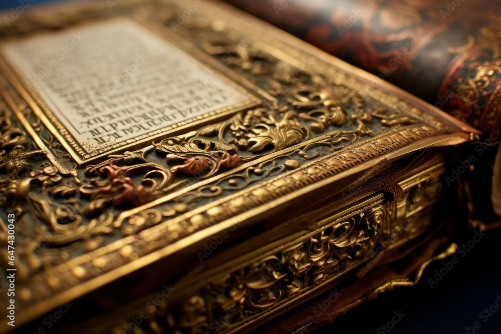 Fototapeta premium Sacred Bible ancient closeup. Generate Ai
