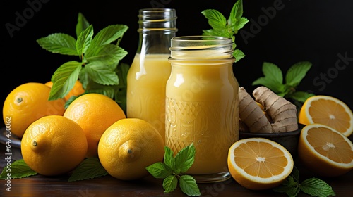fresh, healthy, citrus-ginger drink. Detox of the body prevention of diseases