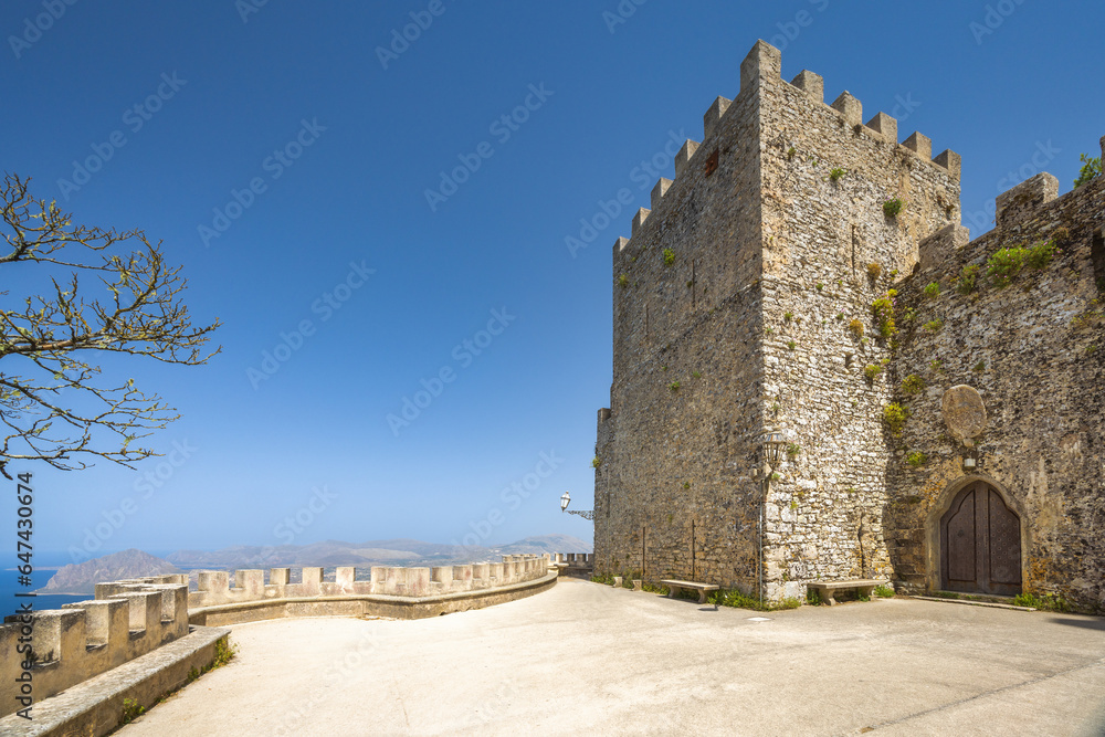 The stronghold and Castle of Balio in Erice town in northwestern Sicily near Trapani, Italy, Europe.