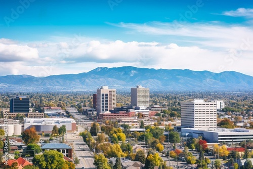 Panoramic view of San Jose, California's downtown area. Generative AI