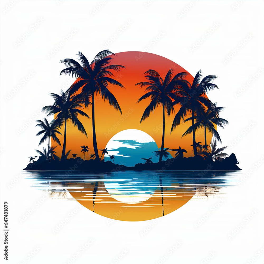 tropical island with trees, this design was generated by an artificial intelligence	