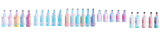 Png Set row of plastic mineral water bottles transparent background