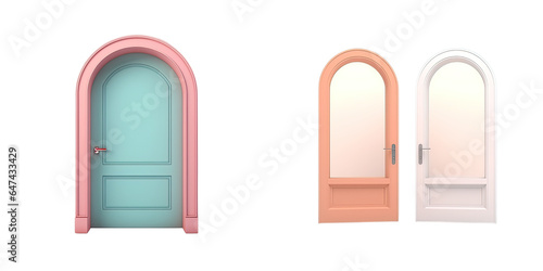 Png Set Realistic 3D illustration of an open and closed door rendered on a transparent background