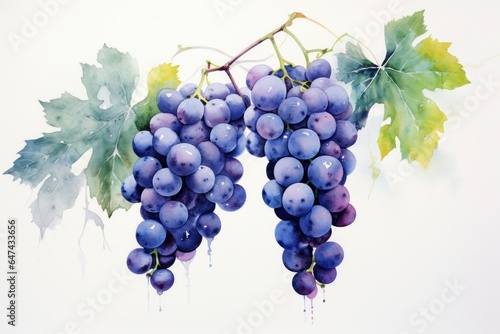 Artistic Blue grape watercolor. Generate Ai