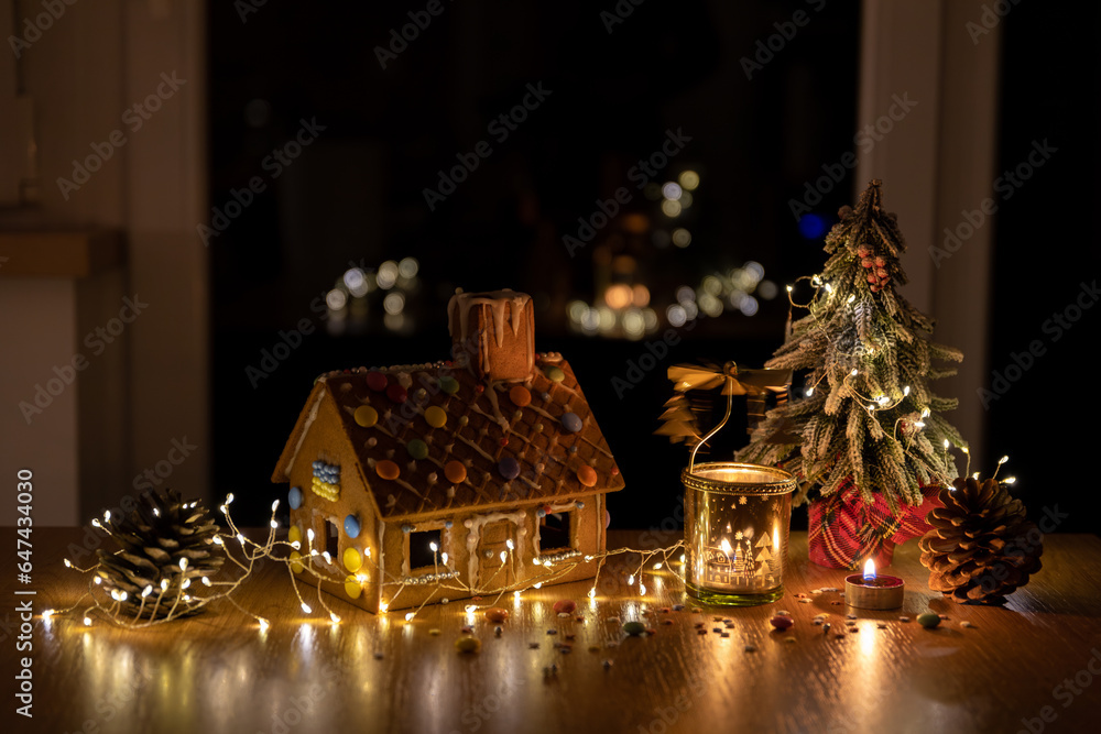 christmas decoration ginger bread house and fir tree christmas decoration ginger bread house and fir tree